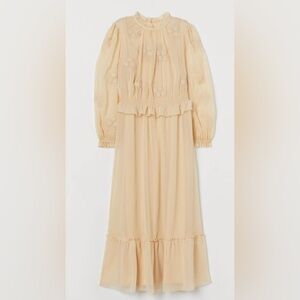 H&M Light Beige Chiffon Maxi Dress | US Size 2